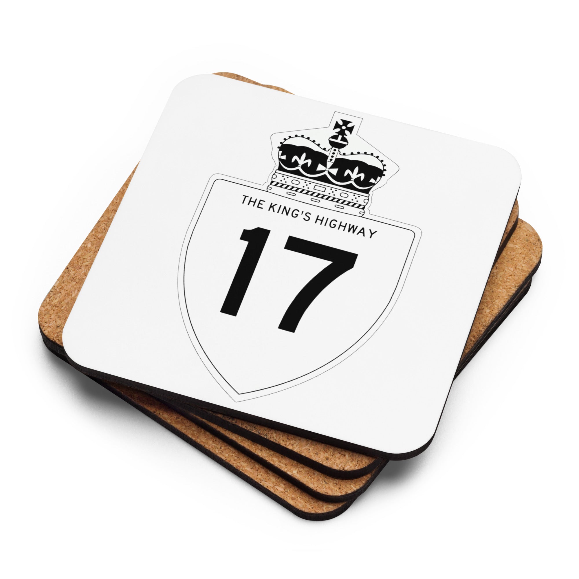 The King s Hwy 17 Cork back coaster True North Tees