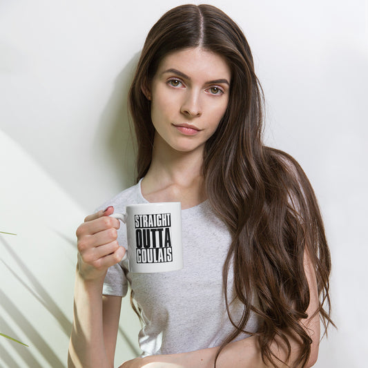 Straight Outta Goulais White glossy mug